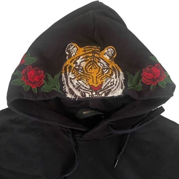 UNIQUE RARE Struggle Hoodie Embroidered Tiger & Roses Unisex L by Trendiano, O23 - Picture 2 of 11